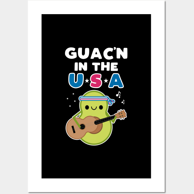 Cute Avocado Pun Guac'n In the USA Wall Art by MedleyDesigns67